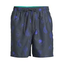 No Boundaries Men&#39;s Elastic Waist Swim Trunks, 7&quot; Inseam Charcoal Sky Si... - $18.80