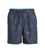 No Boundaries Men&#39;s Elastic Waist Swim Trunks, 7&quot; Inseam Charcoal Sky Si... - $26.38 CAD