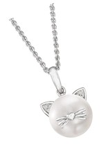 9-9.5mm Cultured Pearl Cat Pendant Necklace With - $289.04