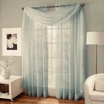 Crushed Voile Platinum 18-Foot Sheer Scarf Valance in Seagrass 50&quot; W x 2... - $23.27
