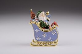 Keren Kopal Santa in Carriage Trinket box Decorated with Austrian Crystals - $68.54