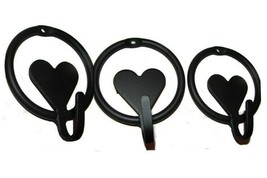 Heart &amp; Ring Hook - Solid Wrought Iron Wall Hooks By Piece Or Dozen Amish Usa - £3.50 GBP+