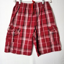 John Son Super Heavyweight Mens Cargo Shorts Size Large Red Plaid Vintage - £13.78 GBP