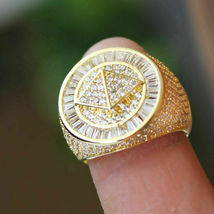 2.50Ct Round Cut Diamond Men&#39;s Wedding Elegant Pinky Ring 14k Yellow Gold Finish - £97.76 GBP