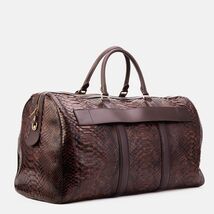 The Velar Brown Hand-Painted Python Leather Weekender Bag image 2