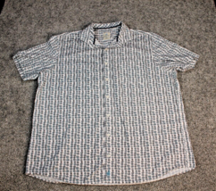 Johnnie O Shirt Men XL Hangin&#39; Out White Citrus Pattern Lightweight Short Sleeve - £19.90 GBP