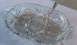 Vintage serving dish  cut glass 10 by 6 inches flower design - £14.63 GBP