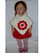 American Girl White Poncho with Red Flower, Crochet, 18 Inch Doll, Handm... - $15.00