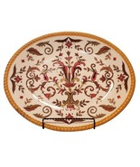 Pier 1 Earthenware ORALIA Oval Platter Plate Scroll Flower Emboss Rope E... - $55.00