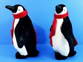 Holiday Christmas Penguin Figurines W/Red Scarves Standing 9.5&quot; x 4.5&quot; S... - £18.51 GBP