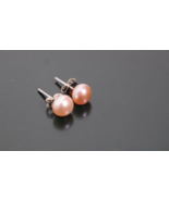 Shashi NYC Blush Pink Essential Pearl Stud 925 Sterling Silver Earrings - £19.46 GBP