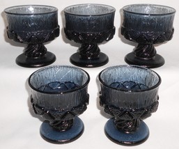 1970s Mid Century Set (5) Fostoria SORRENTO PATTERN Blue Color SHERBETS - $49.49