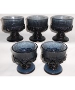 1970s Mid Century Set (5) Fostoria SORRENTO PATTERN Blue Color SHERBETS - $49.49