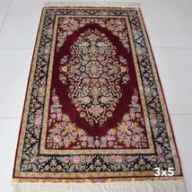 3&#39; x 5&#39; Red Bedroom Persian Handmade 100% Silk Rugs Oriental Traditional Carpets - £599.51 GBP