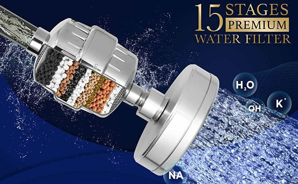 Luxury Filtered Shower Head Set High Pressure Filtration System W/ Vitamin C & E