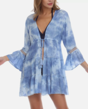Swim Cover Up Bell Sleeve Tie Dye Ocean Blue Size Small RAVIYA $54 - NWT - £10.58 GBP
