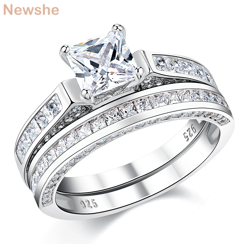 Exquisite 925 Sterling Silver Wedding Rings for Women 2.96 Ct Princess Cut  AAAA - £57.23 GBP