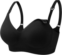 Hofish Women&#39;s Seamless Nursing Wireless Bra Size XL Black Removable Pads - $16.11