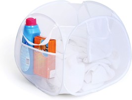 Deluxe Mesh Pop Up Square Laundry Basket Hamper w/ Side Pockets &amp; Handles - £24.78 GBP