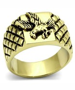 MILITARY RING U.S. AIR FORCE EAGLE STAINLESS STEEL GOLD ION FINISH TK773 - $737.84 MXN