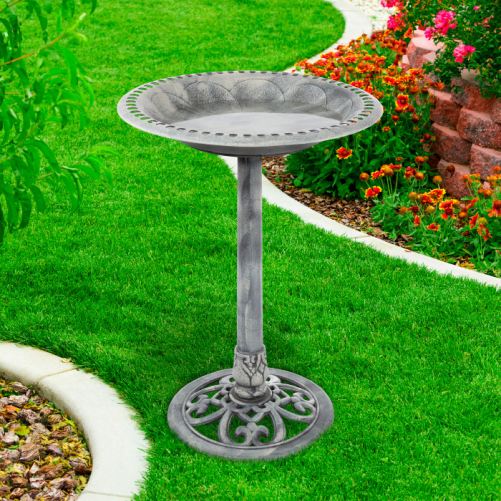 Pure Garden Antique Bird Bath - Grey - $104.74