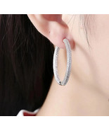 Round Cut Simulated Diamond Large Huggie Hoop Earrings In 14k Yellow Gol... - $103.61