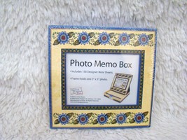 3&quot; X 5&quot; Photo Memo Box, Yellow with Blue Flowers, 150 Designer Note Sheets - £6.76 GBP