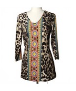 Investments by Dillards Animal Print Blouse 3/4 Slv SM 0124 - €14,72 EUR