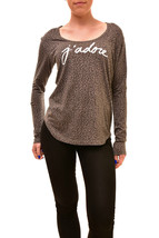 SUNDRY Womens Sweatshirt J&#39;adore Lepard Stylish Cosy Fit Grey Size S - £29.12 GBP