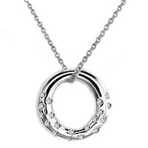 925 Sterling silver Round Cut Flush Set Cubic Zircon Ring Pendant Necklace 16&quot; - £89.28 GBP