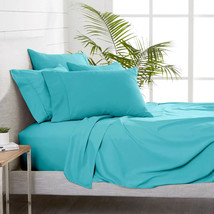 6 Piece Microfiber Sheet Set with Extra Pillowcases Luxurious Bedding Queen Size - £59.04 GBP