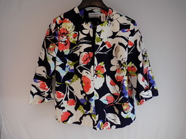 WOMEN&#39;S DRESS BLAZER Bold Floral Design Size 12 Petites 100% Cotton Shell - £10.11 GBP