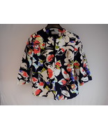 WOMEN&#39;S DRESS BLAZER Bold Floral Design Size 12 Petites 100% Cotton Shell - £10.09 GBP
