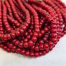 5-5.5mm Antique Venetian cranberry red White Heart Trade Beads Necklace ... - $10.98
