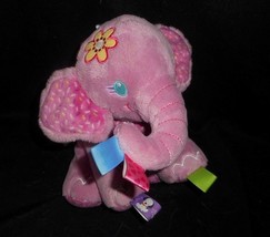 Taggies Bright Starts Play Pals Baby Pink Elephant Rattle Stuffed Animal Plush - £18.63 GBP