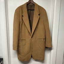 Gianni Versace Mens Alpaca Wool Camel Fur Vintage 80s Pea Coat Size Large - $395.01