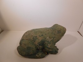 Vintage Cement Concrete Garden Frog Toad Weathered Worn Green - $74.45