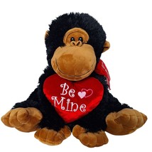 Valentines Day Be Mine Black Brown Monkey Chimpanzee Plush Stuffed Animal 16&quot; - £44.07 GBP