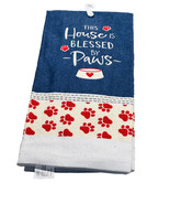 THIS House IS BLESSED BY PAWS~  Towel 15 x 25 Cotton Dish Hand Towel. Va... - $12.75