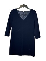 J.Crew Women&#39;s Shift Dress Creep Wool V Neck 3/4 Sleeve Career Navy Blue Sz. 4 - £23.72 GBP