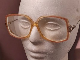 1960s 1970s Vintage Oversized Square Eyeglass Frames Retro Gradient Beige - £43.24 GBP