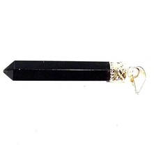 Black obsidian Pencil Point Pendant Necklace Healing Crystal Gemstone Jewelry - £10.40 GBP