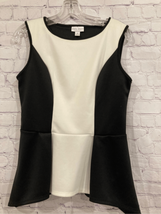 Bisou Bisou Michele Bohbot Womens Medium Top Black Cream Colorblock Sleeveless - £18.19 GBP