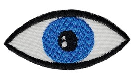 Blue Eye Embroidered Applique Iron On Patch 2.1&quot; x 1&quot; Eyeball Optical Pe... - $4.34+