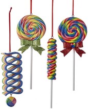 Kurt Adler Glitter Lollipop Candy Ornaments - Set of 4 - £15.65 GBP