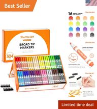 304 Pack Washable Markers, 16 Assorted Colors Broad Line Conical Tip Lar... - $129.77
