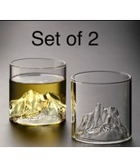 2 Glass Whiskey 3D Peaks Mountain Bar Rocks Glasses Crystal Old Fashione... - $297.93 MXN