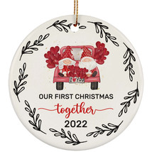 Our First Christmas Together Gnomes Round Ornament 2022 1st Anniversary Gift - £11.62 GBP