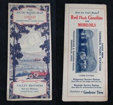 1928 Ohio Road Map Talley Brothers Service Stations Red Flash Gas &amp; Mobiloils - £63.37 GBP