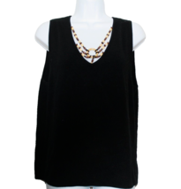 Linda Matthews Black Sleeveless Sweater Plus Size 1X  Womens  Macrame Beaded - £14.38 GBP